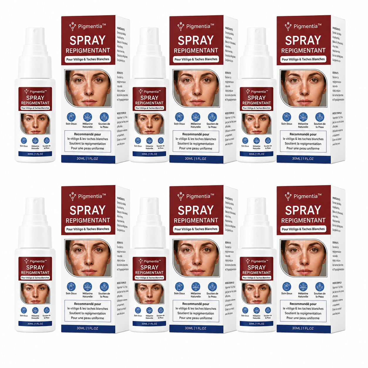 Pigmentia™ Spray Repigmentant | Réactivez votre pigmentation naturelle et atténuez les taches blanches en 4 semaines !