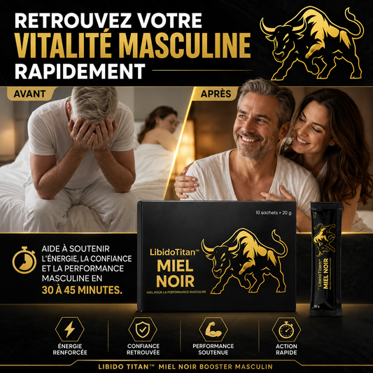 LibidoTitan™ Miel Noir Booster Masculin | Réveillez votre libido, boostez votre testostérone et retrouvez une érection plus ferme en 30 minutes !