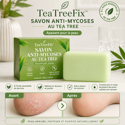 TeaTreeFix™ Savon Anti-Mycoses au Tea Tree | Éliminez champignons, odeurs et démangeaisons en 2 semaines !