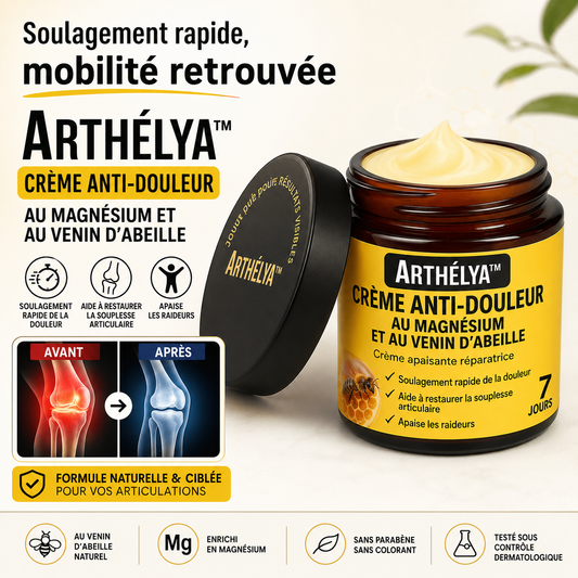 Arthélya™ Crème Anti-douleur au Magnésium et au Venin d'Abeille | Supprime vos douleurs articulaires en un instant!