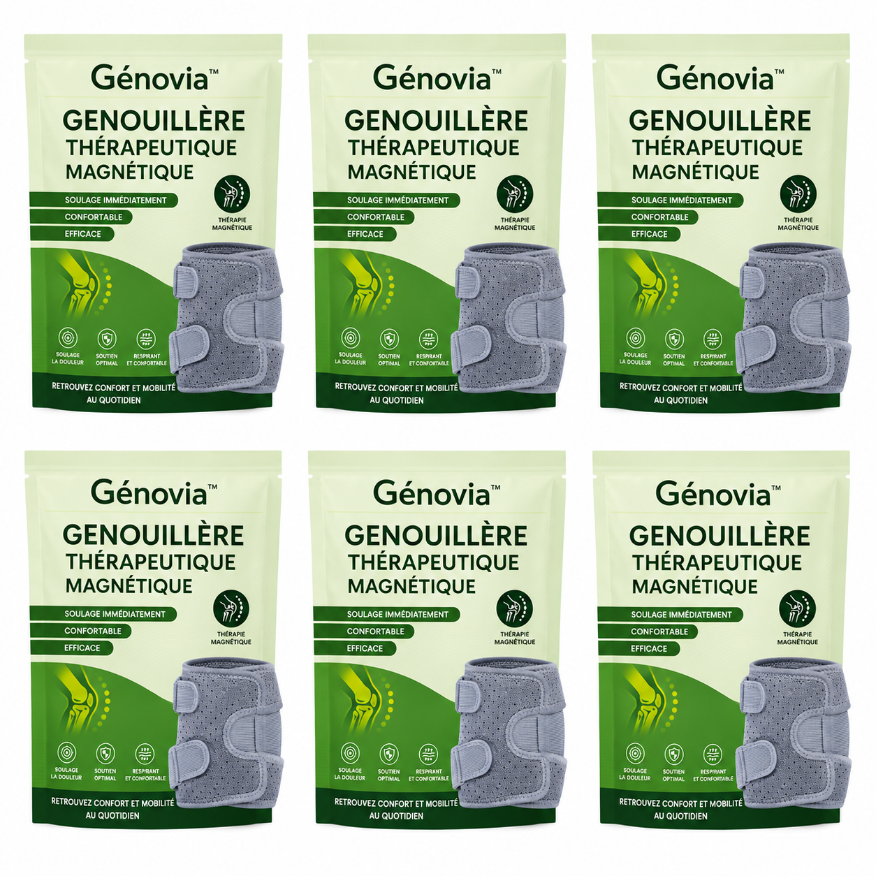 Génovia™ Genouillère Thérapeutique Magnétique | Éliminez la douleur du genou en 3 minutes !