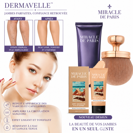 Dermavelle™ Fond de Teint Corps Longue Tenue | Camouflez veines, cicatrices et taches en quelques secondes, avec un fini peau nue qui tient jusqu’à 3 jours !