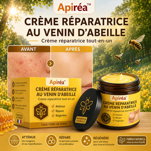 Apiréa™ Crème Réparatrice au Venin d’Abeille | Élimine eczéma, boutons et rougeurs dès la première application!