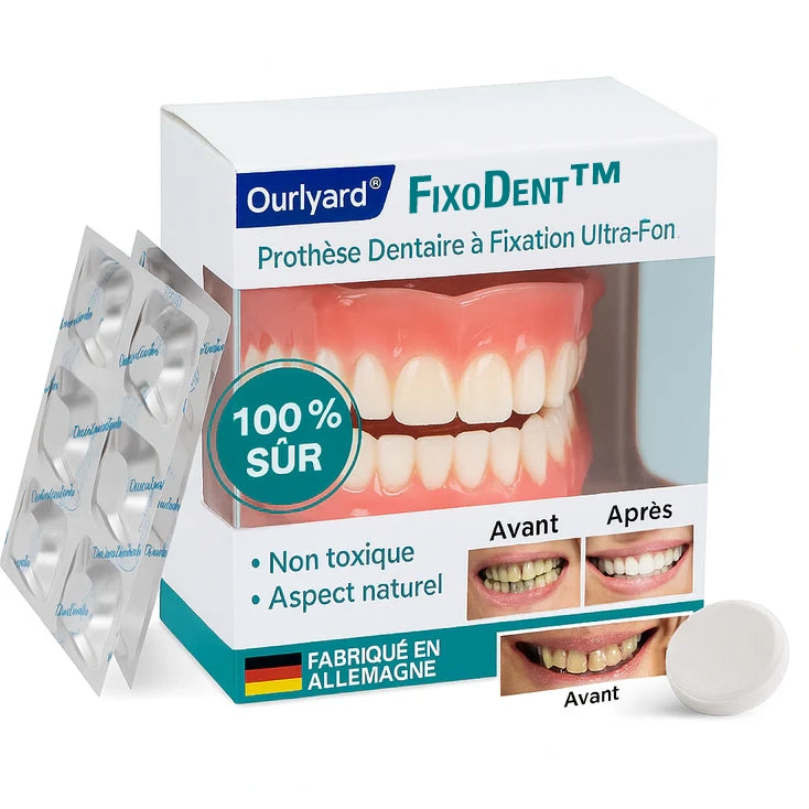 FixoDent™ Prothèse Dentaire à Fixation Ultra-Forte | Tient en place toute la journée sans colle!