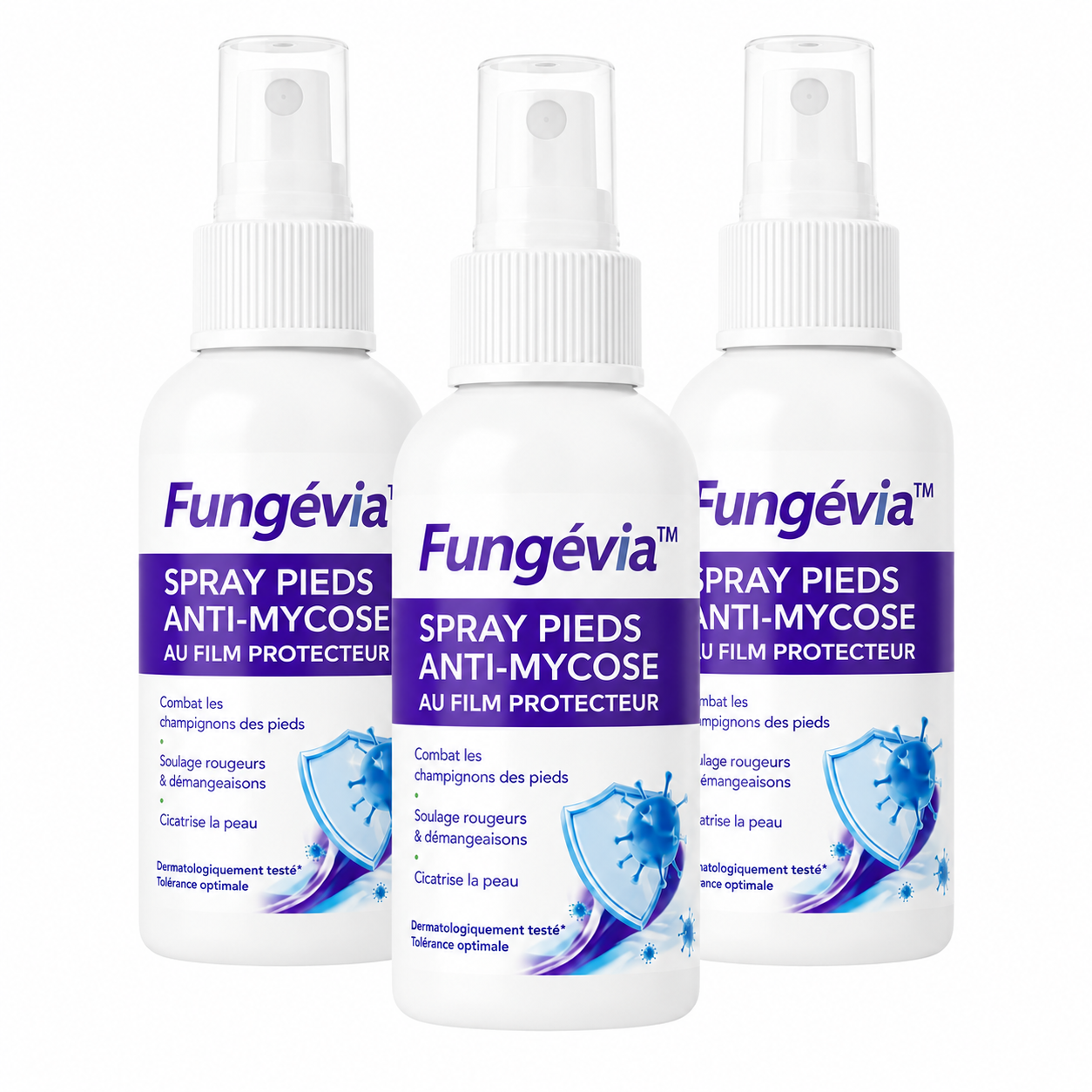 Fungévia™ Spray Pieds Anti-Mycose au Film Protecteur | Éliminez les champignons en 48h chrono !