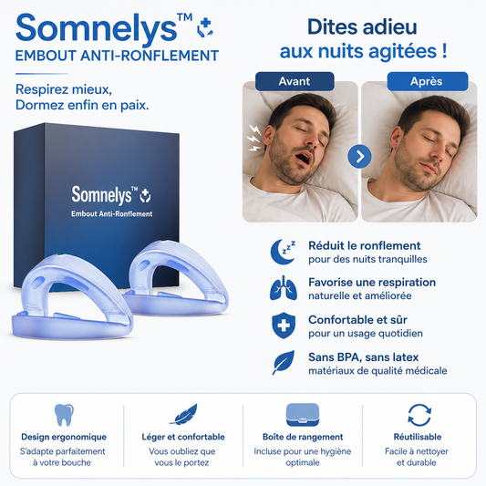 Somnelys™ Embout Anti-Ronflement | Stoppe les ronflements dès la première nuit – validé par des spécialistes du sommeil !