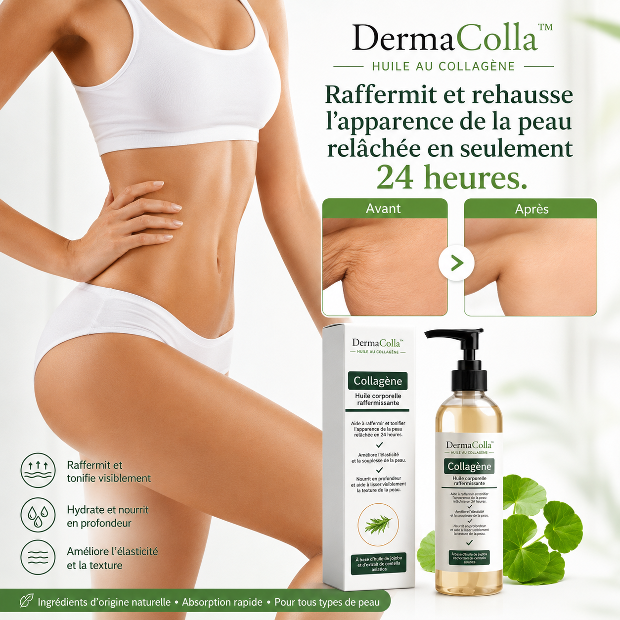 DermaColla™ Huile au collagène | Raffermit et lifte la peau relâchée jusqu’à 98 % en 24 heures !