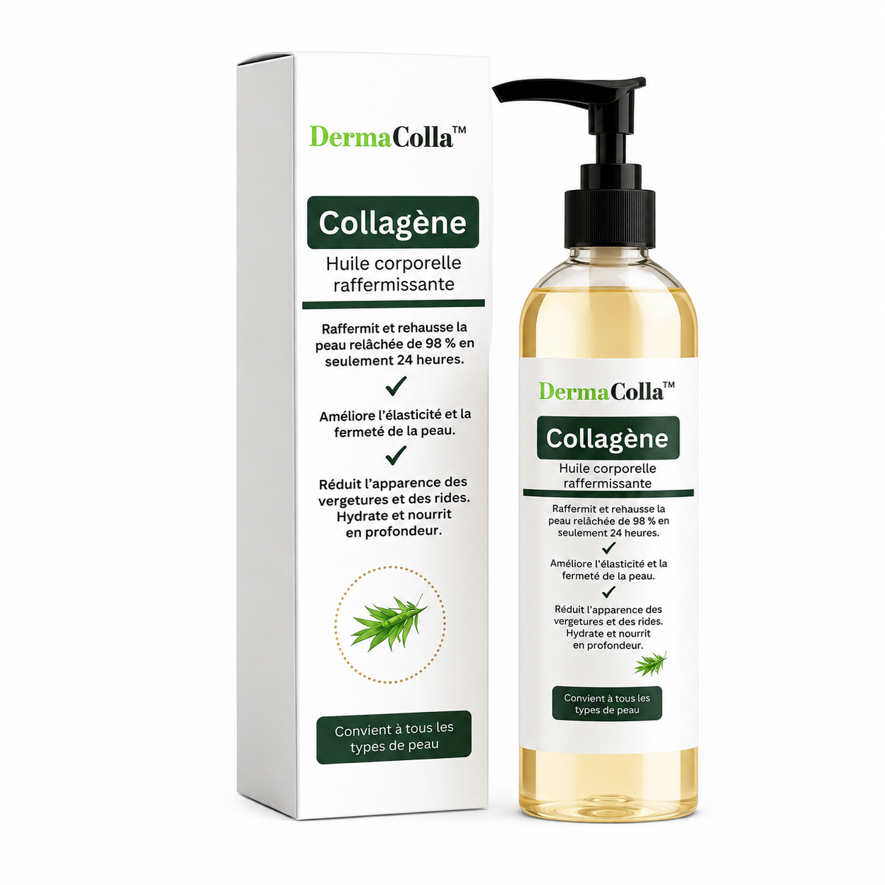 DermaColla™ Huile au collagène | Raffermit et lifte la peau relâchée jusqu’à 98 % en 24 heures !