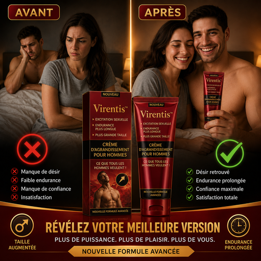 Virentis™ Crème d’agrandissement pénien | Augmentez votre taille jusqu’à 4,5 cm en seulement 7 jours !