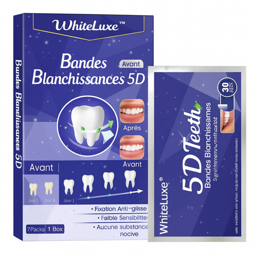 WhiteLuxe™ Bandes Blanchissantes 5D | Un sourire éclatant dès la première utilisation, sans sensibilité!