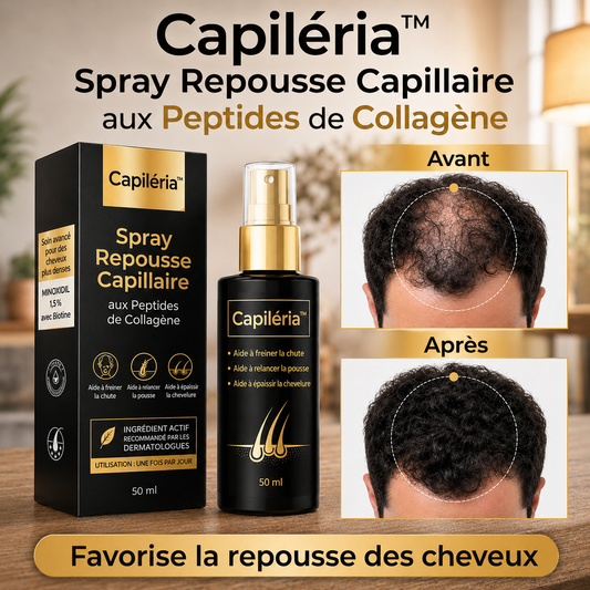Capiléria™ Spray Repousse Capillaire aux Peptides de Collagène | Relancez la pousse des cheveux et épaississez votre chevelure en 3 minutes!