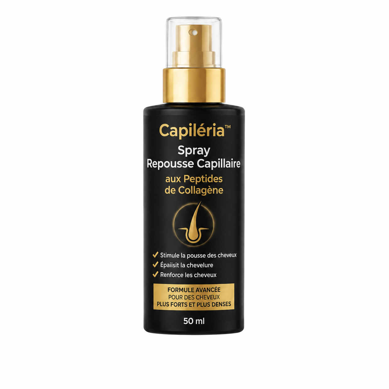 Capiléria™ Spray Repousse Capillaire aux Peptides de Collagène | Relancez la pousse des cheveux et épaississez votre chevelure en 3 minutes!
