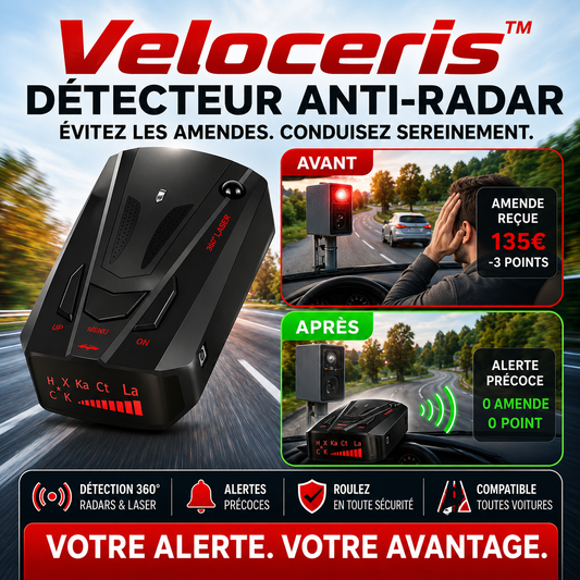 Veloceris™ Détecteur Anti-Radar | Évitez les amendes et conduisez sereinement à chaque trajet !