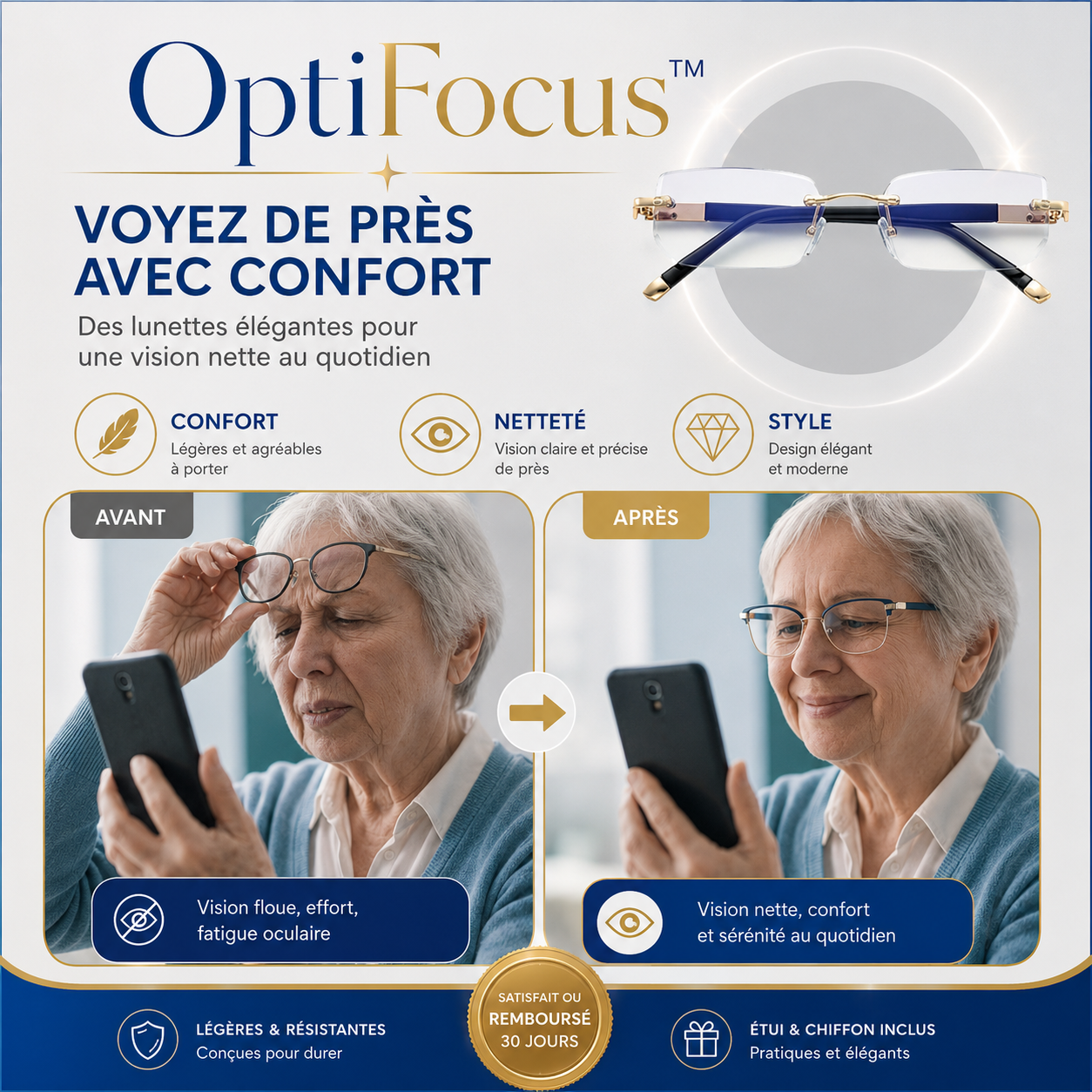 OptiFocus™ Lunettes Autofocus | Une vision nette en seulement 3 secondes – à toutes les distances !