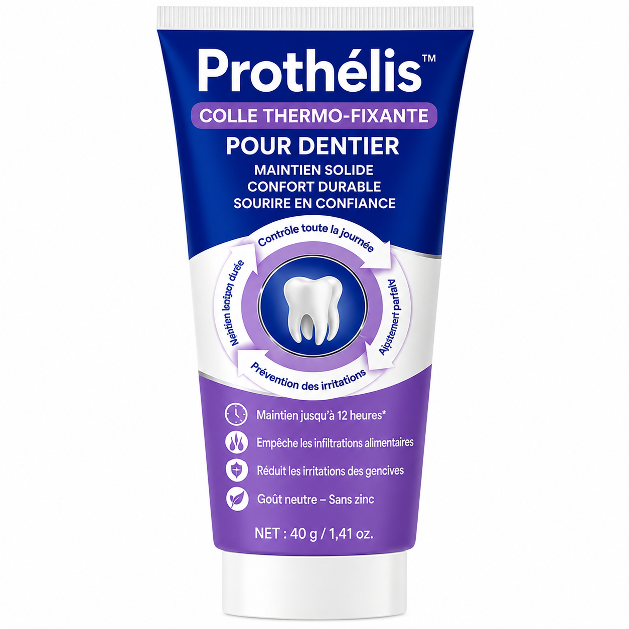 Prothélis™ Colle Thermo-Fixante pour Dentier | Mangez, parlez et riez sans que votre dentier ne bouge pendant 96h !