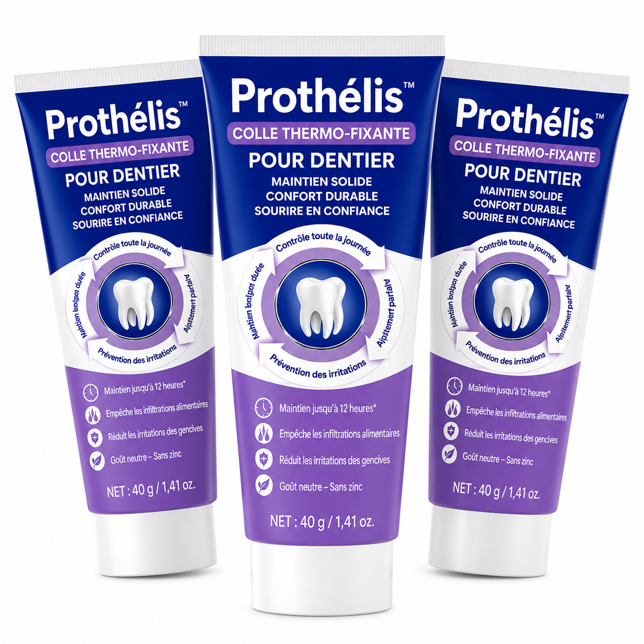 Prothélis™ Colle Thermo-Fixante pour Dentier | Mangez, parlez et riez sans que votre dentier ne bouge pendant 96h !