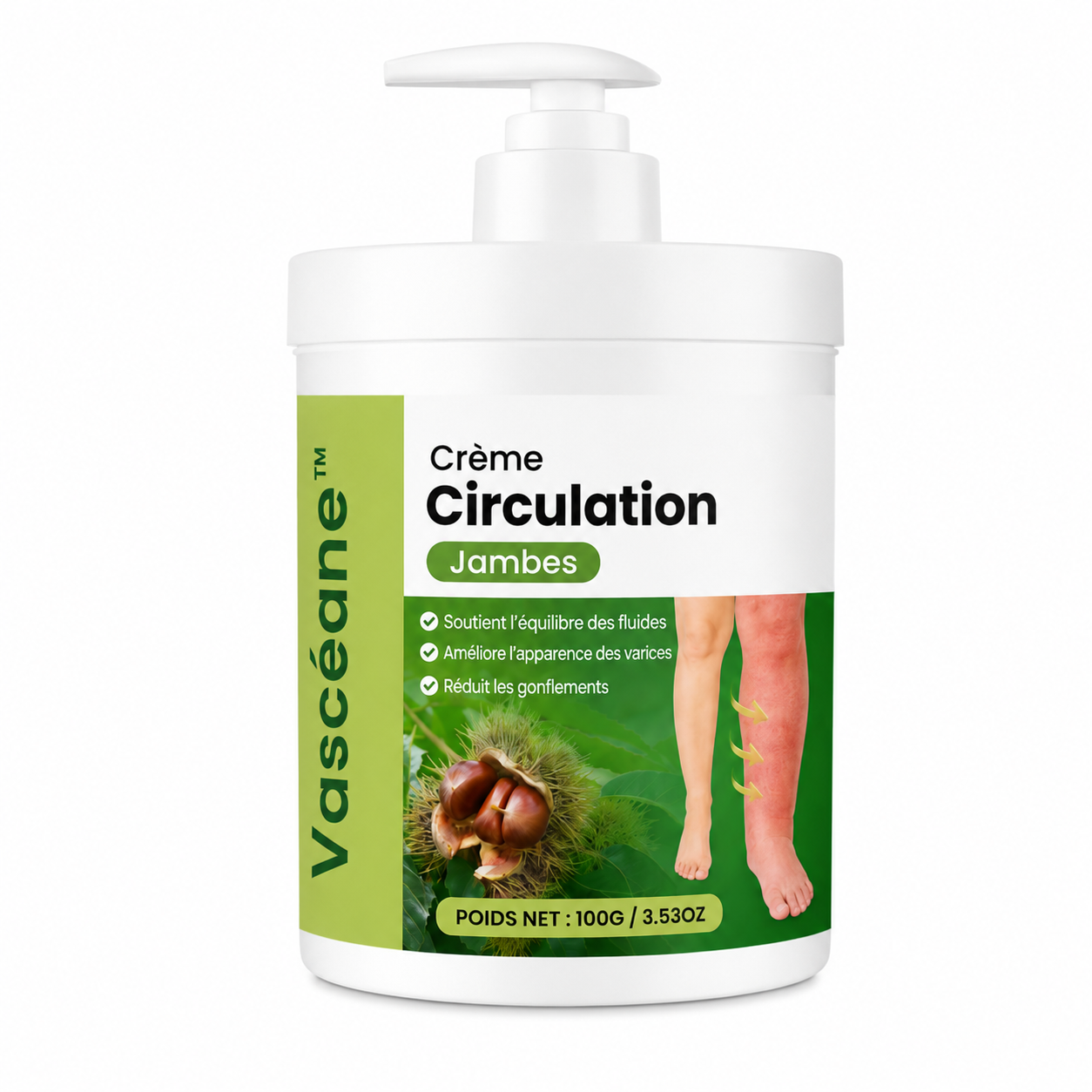 Vascéane™ Crème Circulation Jambes | Dégonflez jambes lourdes, varices et chevilles en 48h !