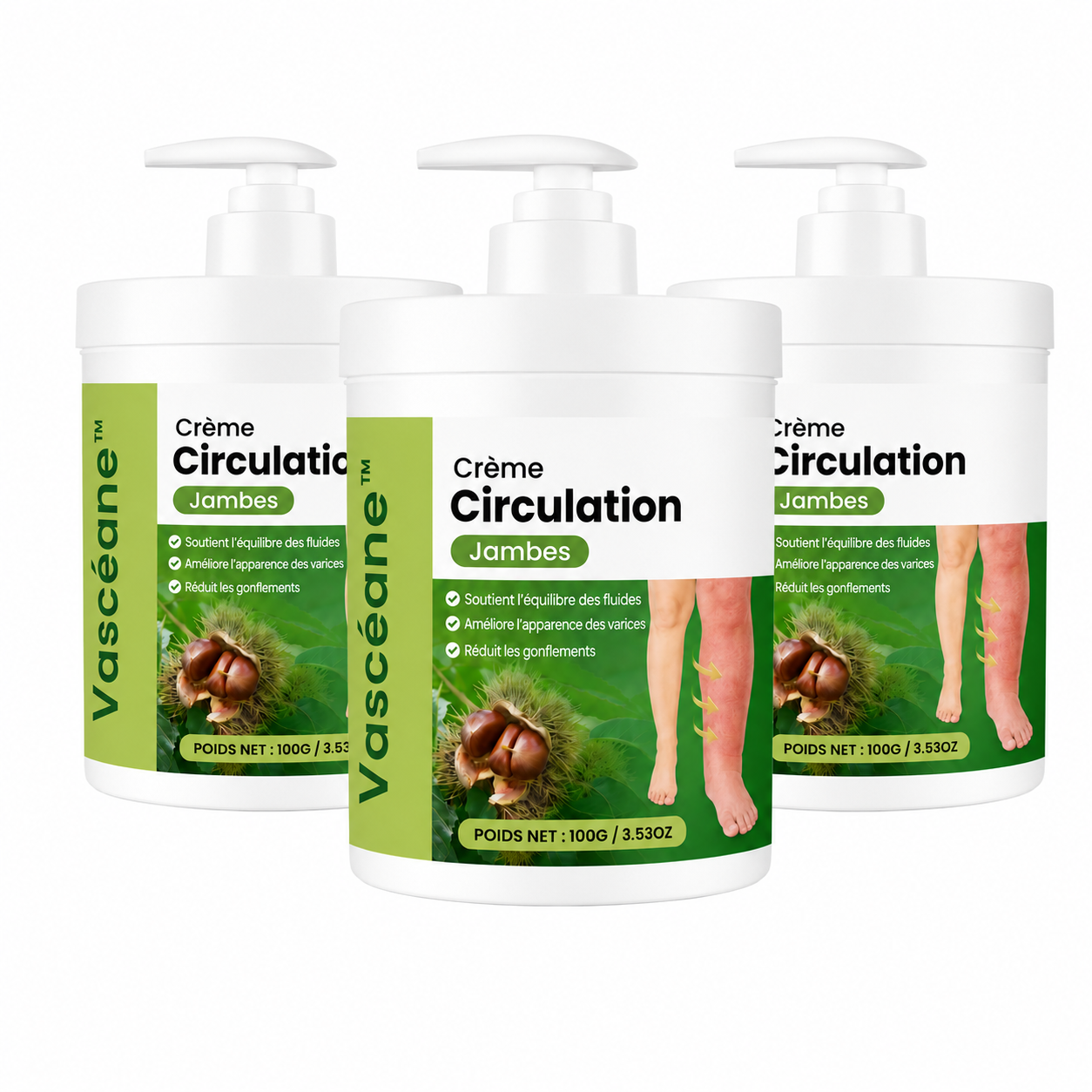Vascéane™ Crème Circulation Jambes | Dégonflez jambes lourdes, varices et chevilles en 48h !