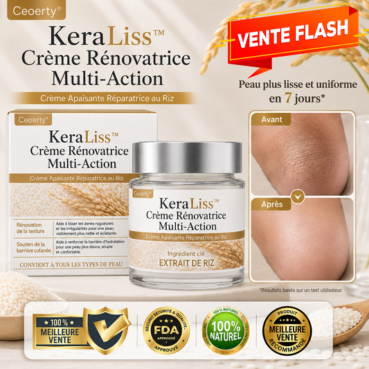 KeraLiss™ Crème Rénovatrice au Riz | Lissez les zones rugueuses, taches sombres et peau épaissie en 7 jours !