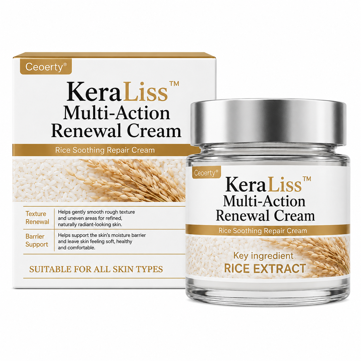 KeraLiss™ Crème Rénovatrice au Riz | Lissez les zones rugueuses, taches sombres et peau épaissie en 7 jours !
