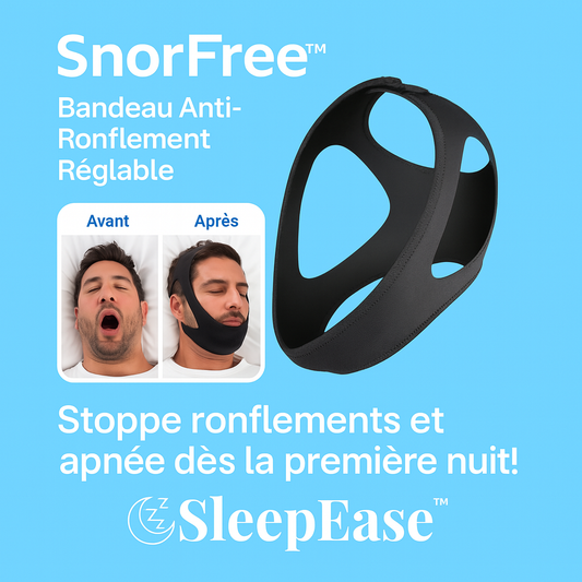 SnorFree™ Bandeau Anti-Ronflement Réglable | Stoppe ronflements et apnée dès la première nuit!