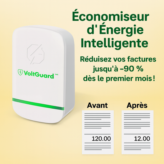VoltGuard™ Économiseur d'Énergie Intelligente | Réduisez vos factures jusqu’à -90 % dès le premier mois!