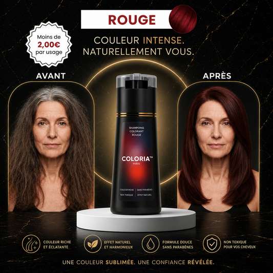 Coloria™ Shampoing Colorant Instantané Femme | Couvrez vos cheveux blancs en 10 minutes et retrouvez une couleur parfaite pendant 6 semaines !