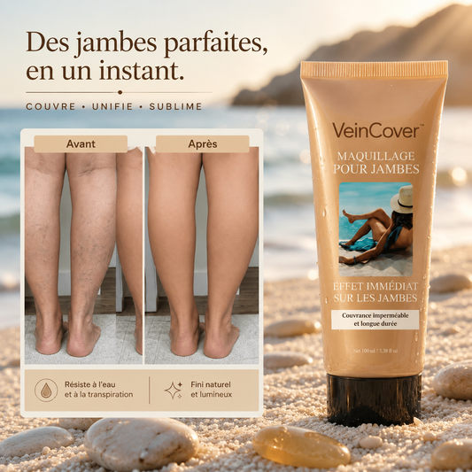 VeinCover™ Crème Camouflage Varices & Imperfections | Retrouvez des jambes nettes, lisses et lumineuses dès la première application !