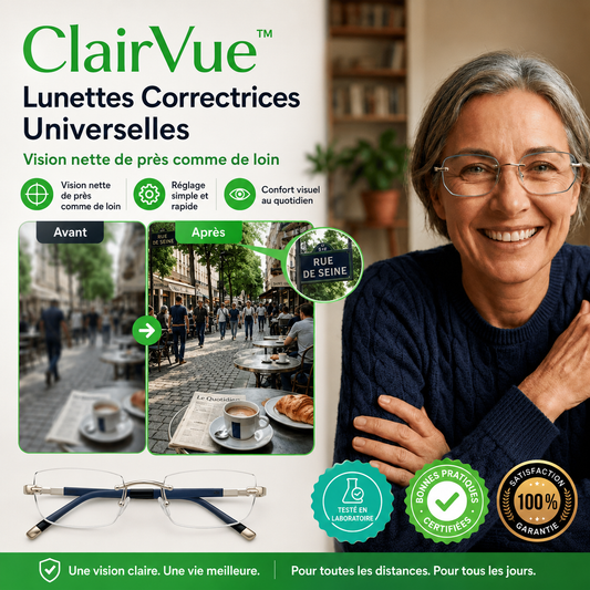 ClairVue™ Lunettes Correctrices Universelles | Restaure une vision d'une netteté exceptionnelle de près comme de loin !