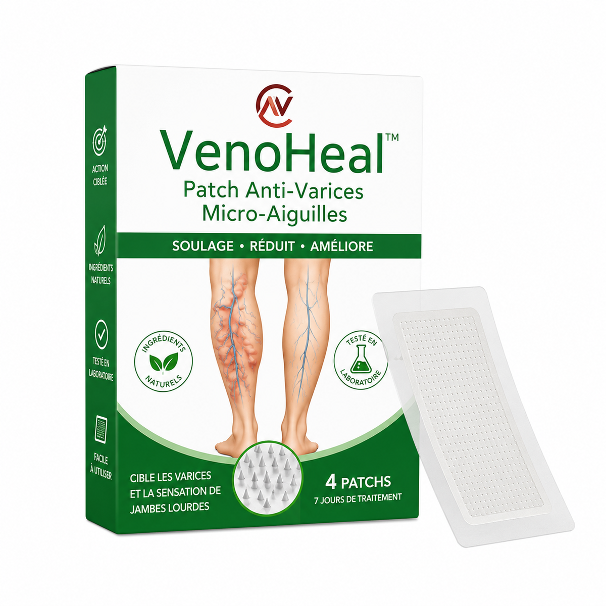 VenoHeal™ Patch Anti-Varices Micro-Aiguilles | Réduisez les varices visibles et retrouvez des jambes légères en 7 jours !