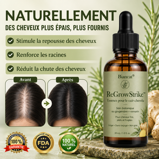 ReGrowStrike™ Sérum Repousse Capillaire | Réactivez les follicules et forcez vos racines à reconstruire une chevelure plus épaisse !
