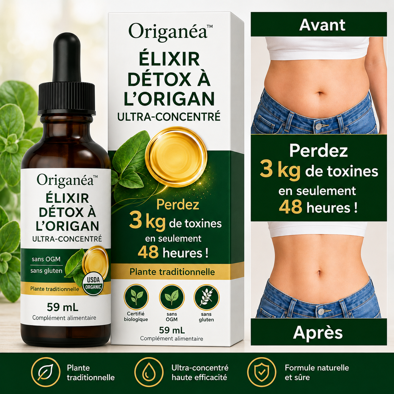 Origanéa™ Élixir Détox à l’Origan Ultra-Concentré | Perdez 3 kg de toxines en seulement 48 heures !
