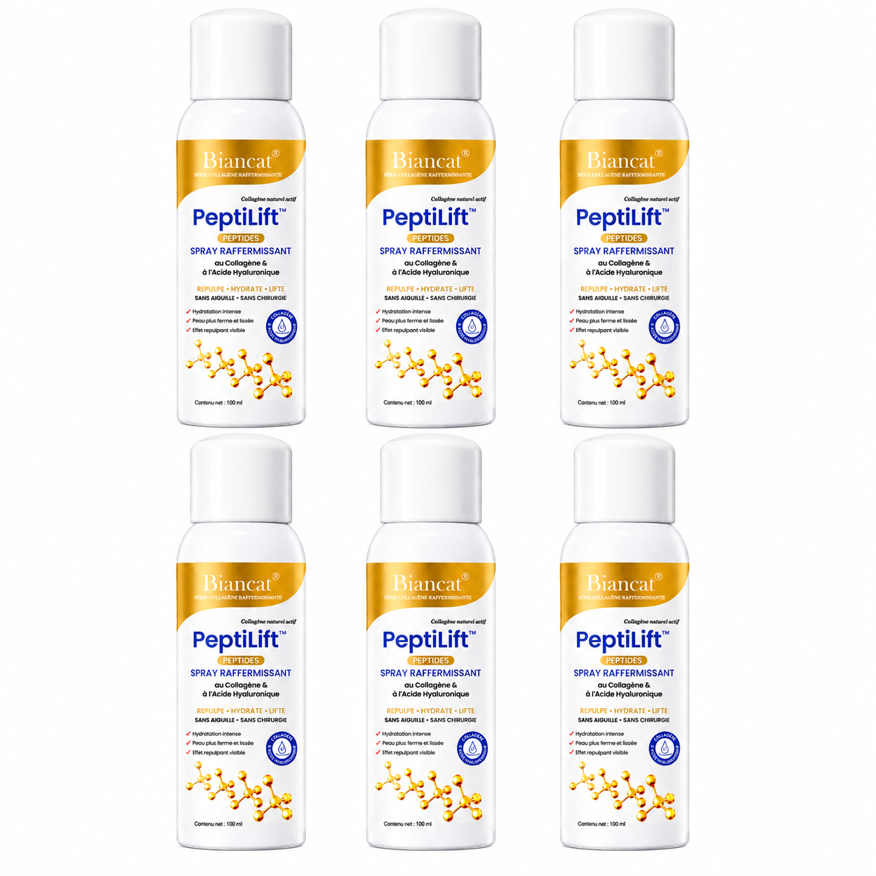 PeptiLift™ Spray Raffermissant Collagène & Acide Hyaluronique | Repulpez, hydratez et liftez votre peau sans aiguille ni chirurgie !