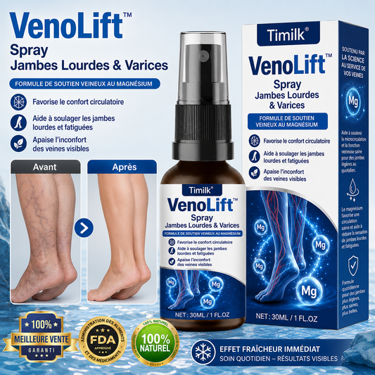 VenoLift™ Spray Jambes Lourdes & Varices | Soulagez gonflements, veines visibles et jambes fatiguées en 60 secondes !