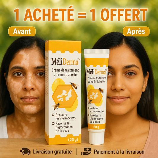 MéliDerma™ Crème Correctrice au Venin d’Abeille | Effacez l’apparence des taches, boutons et imperfections pour une peau nette et uniforme !