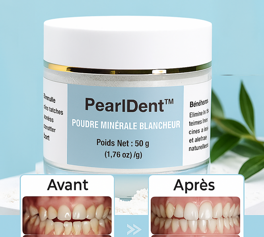 PearlDent™ Poudre Minérale Blancheur | Répare et blanchit vos dents en 3 minutes!