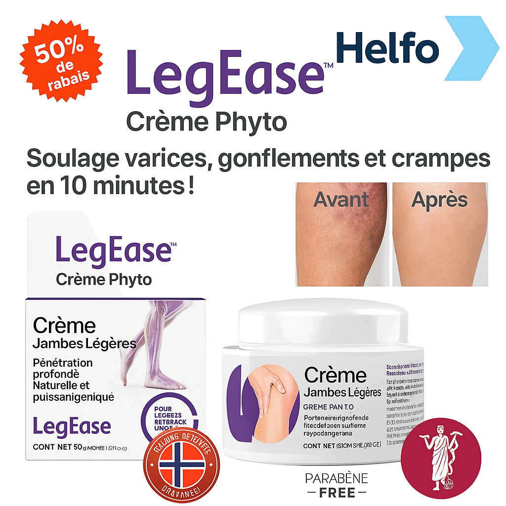 LegEase™ Crème Phyto Jambes Légères | Soulage varices, gonflements et crampes en 10 minutes!