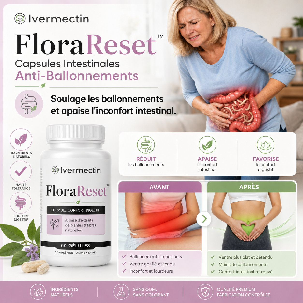 FloraReset™ Capsules Intestinales Anti-Ballonnements | Dégonflez votre ventre et retrouvez une digestion légère en 72 heures !