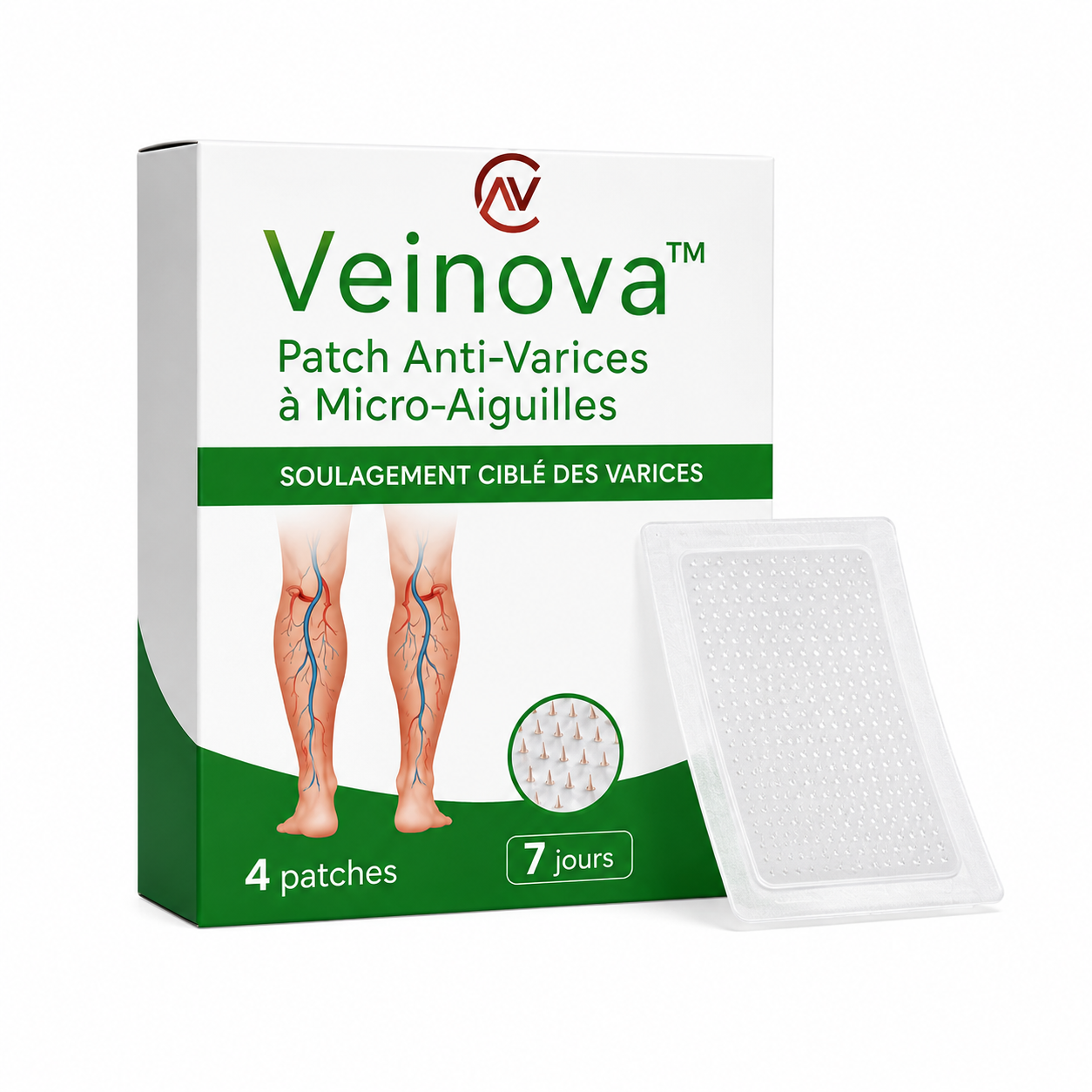 Veinova™ Patch Anti-Varices à Micro-Aiguilles | Retrouvez des jambes légères et visiblement plus nettes en 7 jours !