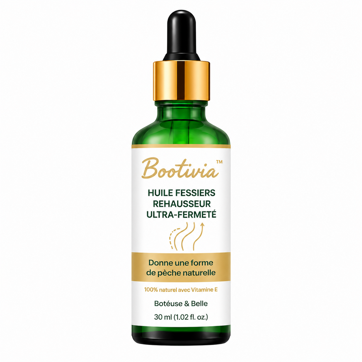 Bootivia™ Huile Fessiers Rehausseur Ultra-Fermeté | Obtenez un fessier galbé et bombé en 7 jours chrono!