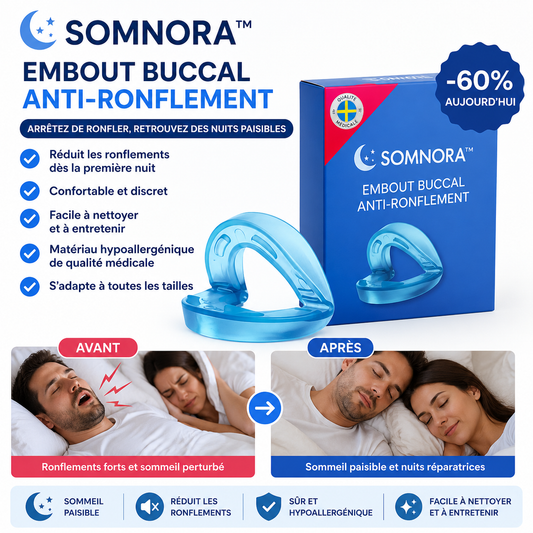 Somnora™ Embout Buccal Anti-Ronflement | Stoppez les ronflements dès la 1re nuit, ou dormez seul à vie!