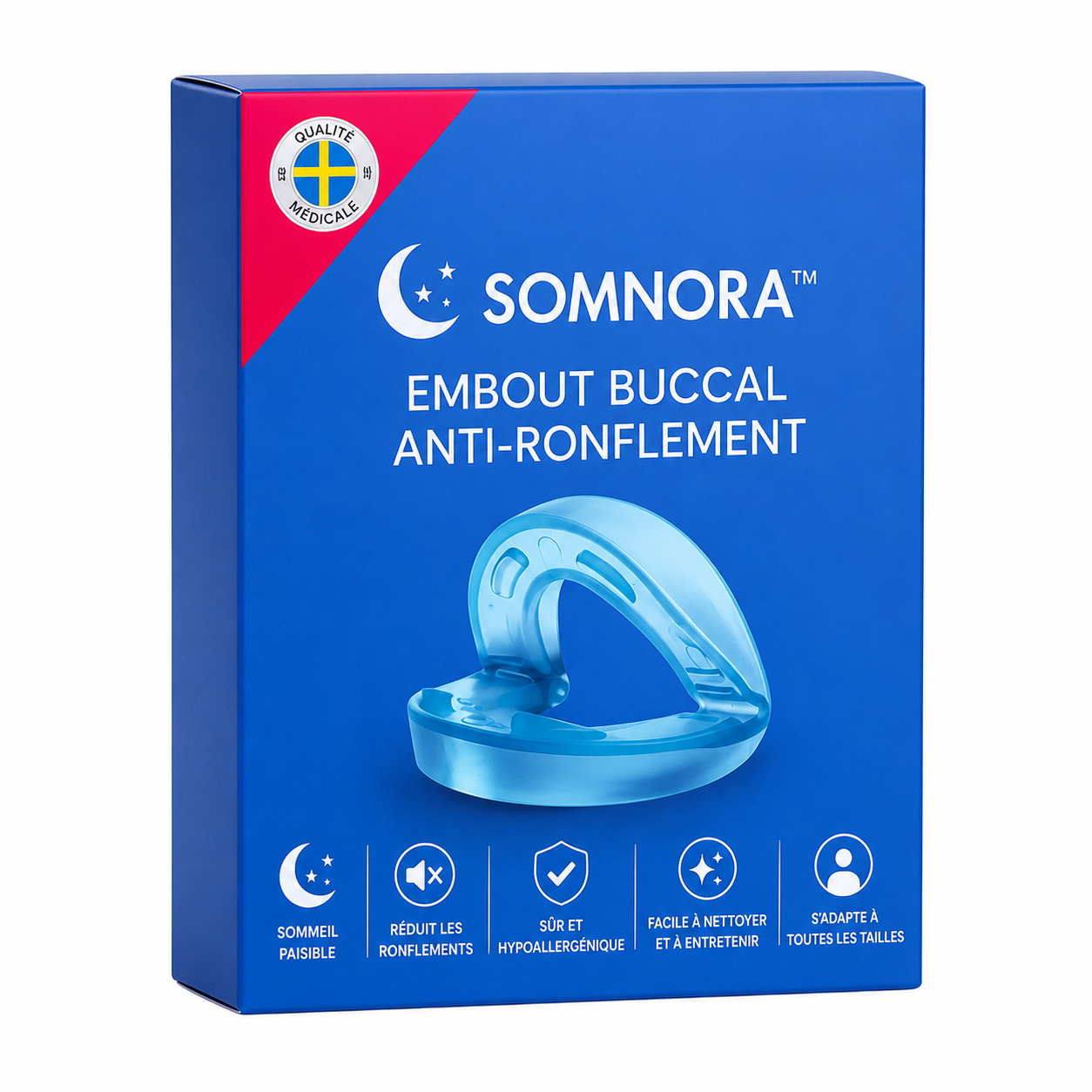 Somnora™ Embout Buccal Anti-Ronflement | Stoppez les ronflements dès la 1re nuit, ou dormez seul à vie!