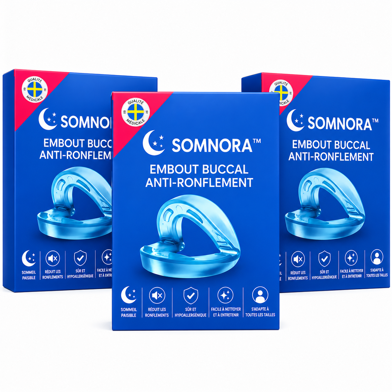 Somnora™ Embout Buccal Anti-Ronflement | Stoppez les ronflements dès la 1re nuit, ou dormez seul à vie!