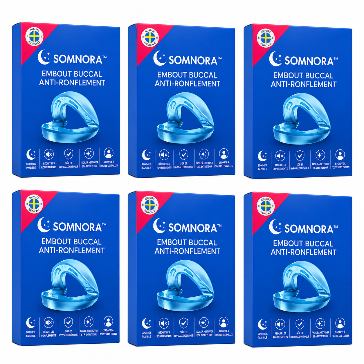 Somnora™ Embout Buccal Anti-Ronflement | Stoppez les ronflements dès la 1re nuit, ou dormez seul à vie!