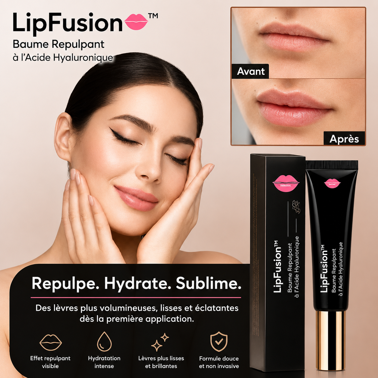 LipFusion™ Baume Repulpant à l’Acide Hyaluronique | Double le volume de vos lèvres en 24 heures – sans injection!