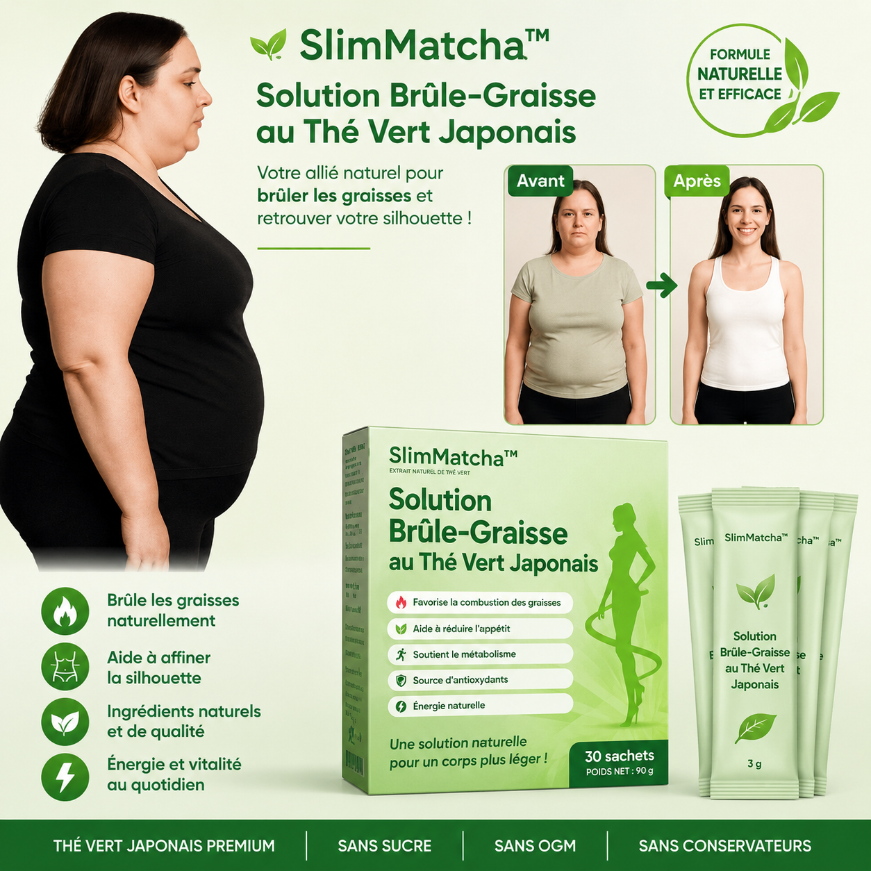 SlimMatcha™ Solution Brûle-Graisse au Thé Vert Japonais | Dissout 5 kg de graisse abdominale en 7 jours — sans régime ni sport!