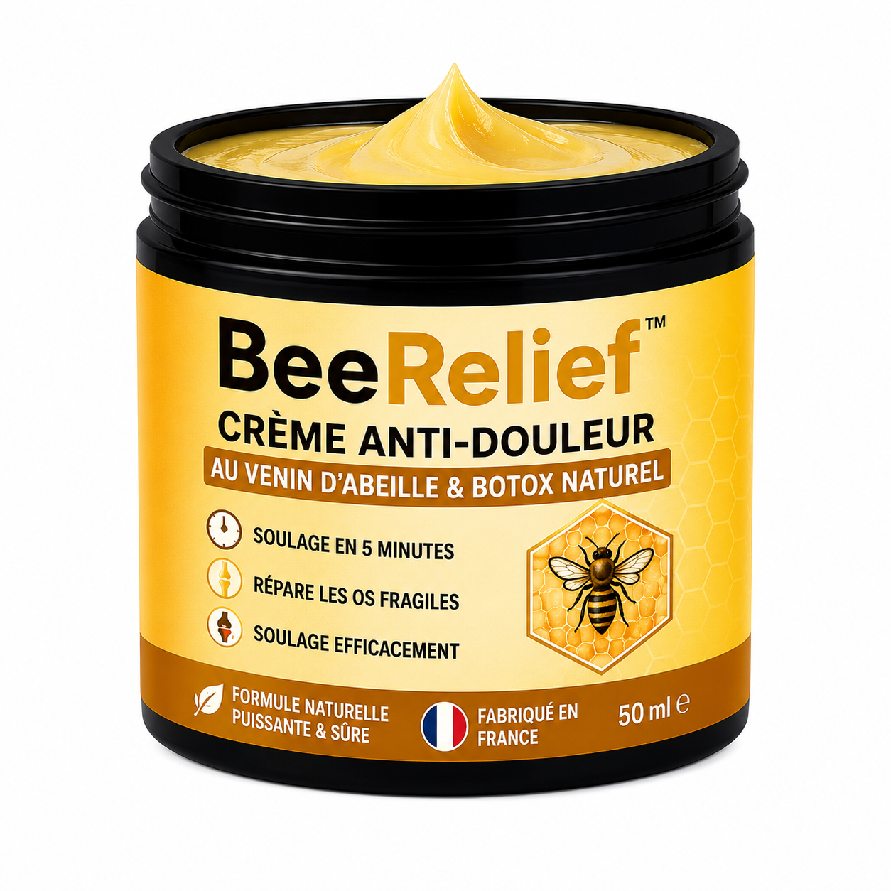 BeeRelief™ Crème Anti-Douleur au Venin d’Abeille & Botox Naturel | Répare les os fragiles et soulage en 5 minutes!