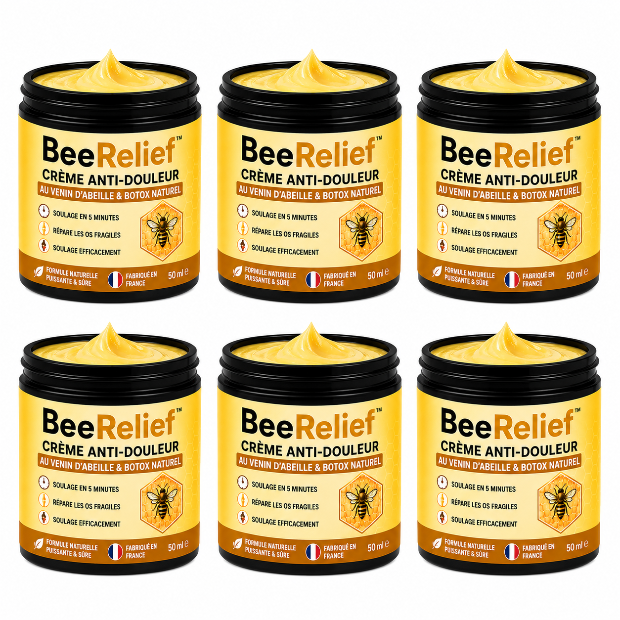 BeeRelief™ Crème Anti-Douleur au Venin d’Abeille & Botox Naturel | Répare les os fragiles et soulage en 5 minutes!