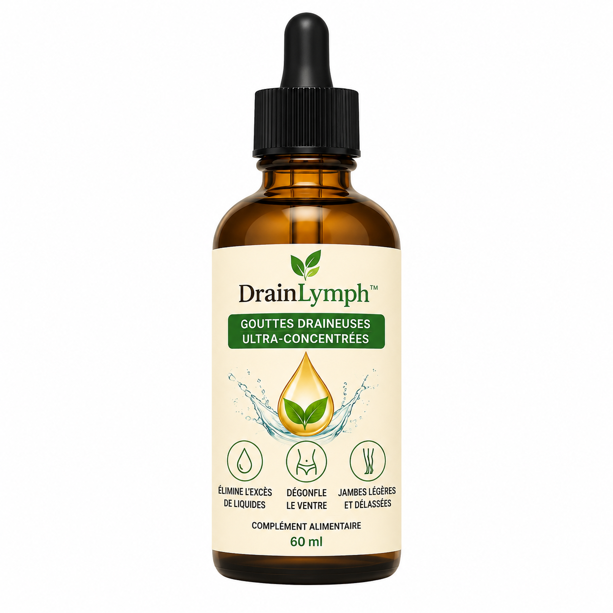 DrainLymph™ Gouttes Draineuses Ultra-Concentrées | Dégonfle votre ventre et vos jambes en 14 jours chrono!