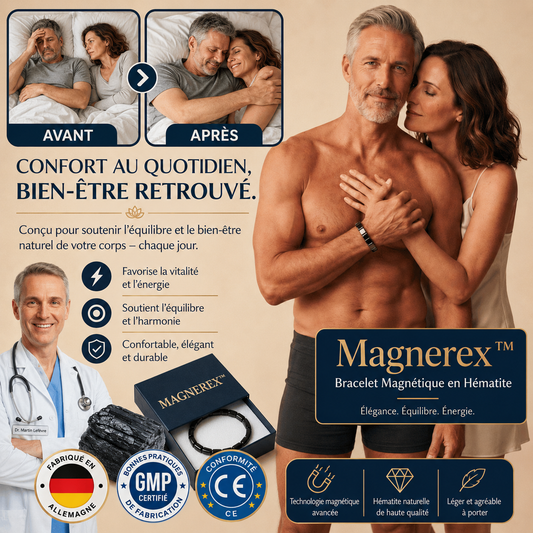 Magnerex™ Bracelet Magnétique en Hématite | Boost ton taux de testostérone de +92 % en 7 jours seulement!